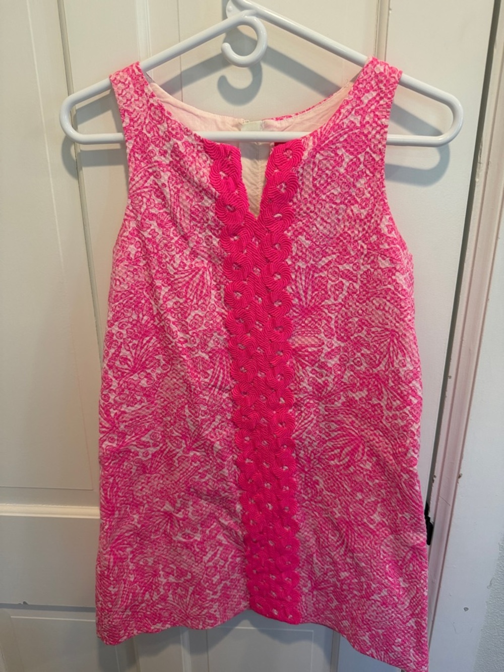 Lilly Pulitzer Pink Sleeveless Shift Dress with Bright Pink Trim